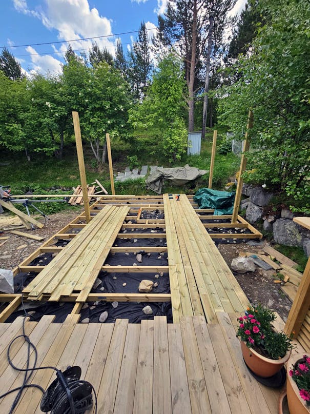 Overdækket terrasse med lounge og udekøkken Overdækket terrasse med lounge og udekøkken